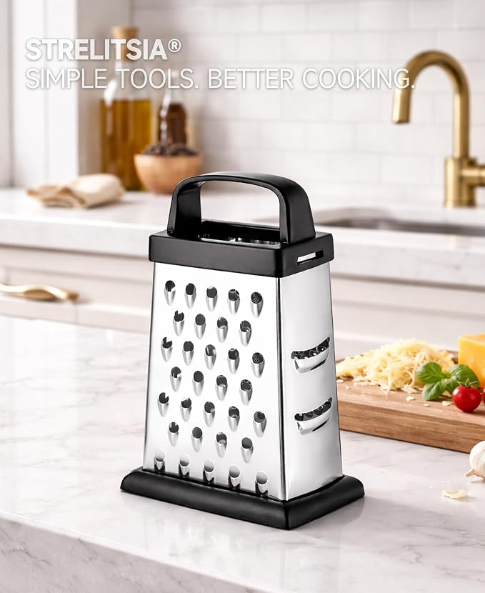 Cheese Grater, 4-Sided Mini Box Grater, Stainless Steel Food Shredder - Image 8