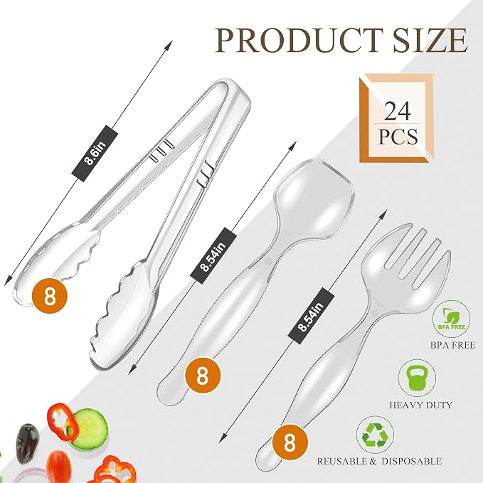 Mwellewm 24Pcs Plastic Serving Utensils Disposable Serving Spoons - Image 5