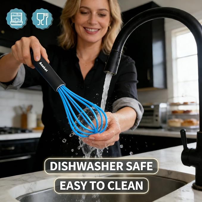 Anaeat Silicone Kitchen Whisk Set of 4, Milk and Egg Beater Blender - Image 9