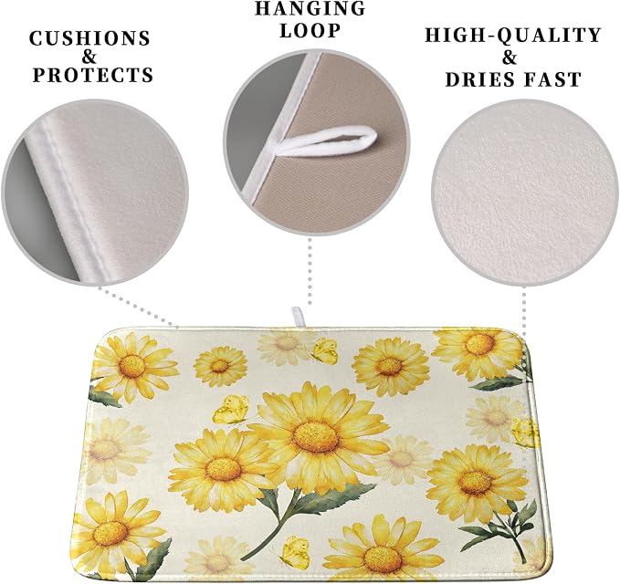 Yellow Sunflower Dish Drying Mat - Image 3