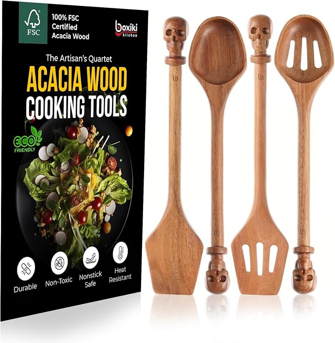 Acacia Wood Cooking Utensil Set by Boxikikitchen