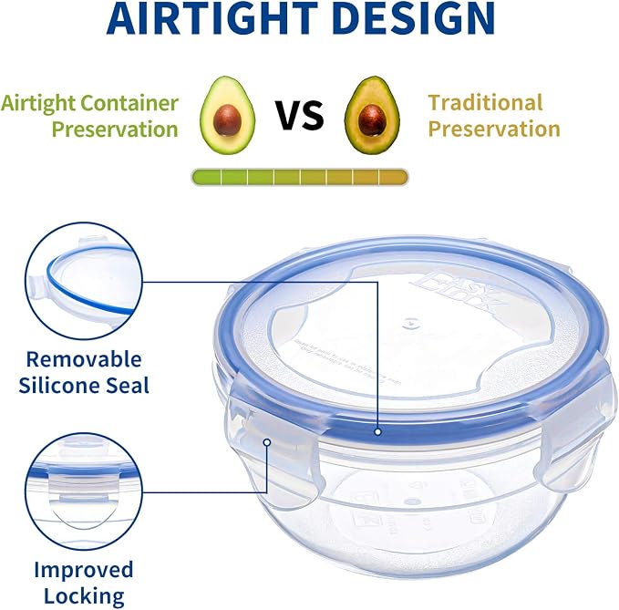 KIGI Round Food Storage Container, Leakproof Plastic Bowls - Image 3