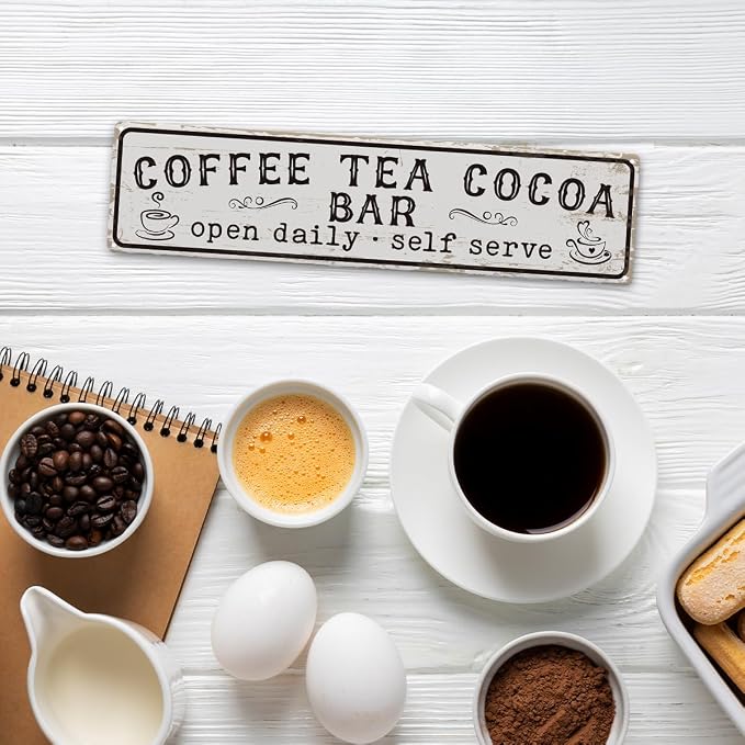 Coffee Signs for Wall, Coffee Tea Cocoa Bar Sign, Retro Metal Tin Sign - Image 5