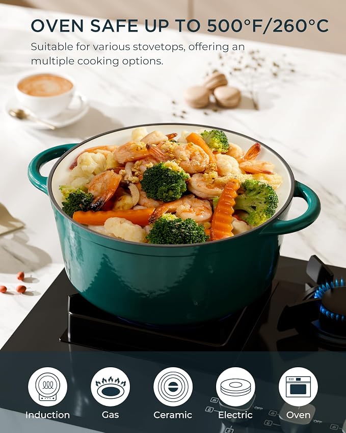 Enameled Cast Iron Dutch Oven - 6QT Pot - Heavy-Duty Cookware - Image 5