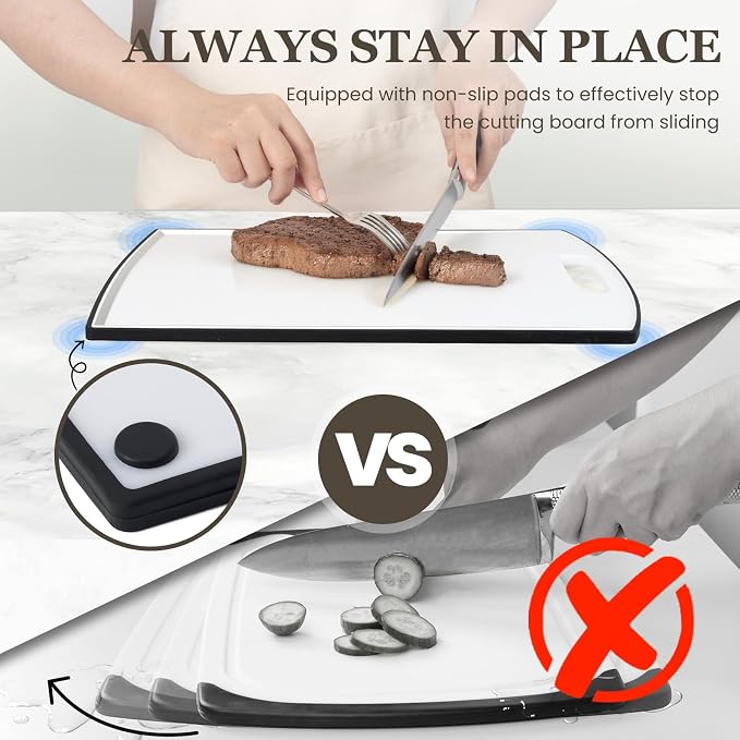 Non Slip Cutting Board, Kikcoin Extra Large Plastic Cutting Boards - Image 2