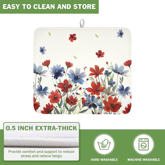 4th of July Floral Dish Drying Mat - Image 5
