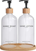 Clear Glass Soap and Lotion Dispenser Set by BrighterBarns