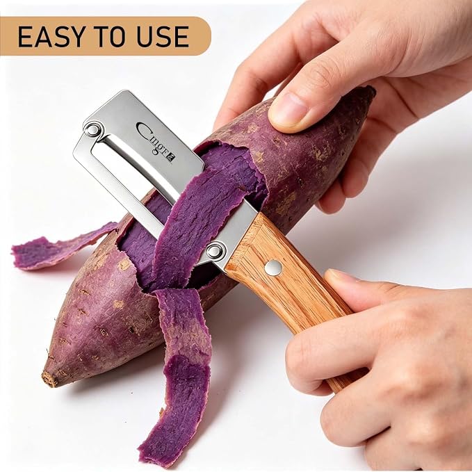 Multifunctional Vegetable Peeler, Wooden Handle & Bottle Opener Stainless Steel - Image 5