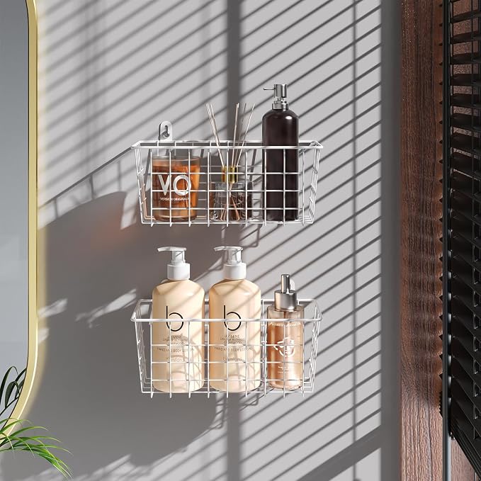 MaraFansie Hanging Wire Baskets Kitchen Storage Basket Adhesive and Screws - Image 4