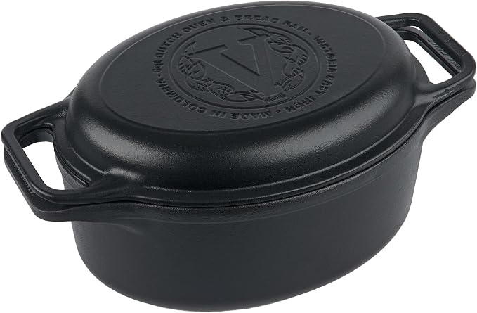 Victoria 6-Quart Cast Iron Oval Dutch Oven, Combination Combo Cooker Pot and by VictoriaCastIron