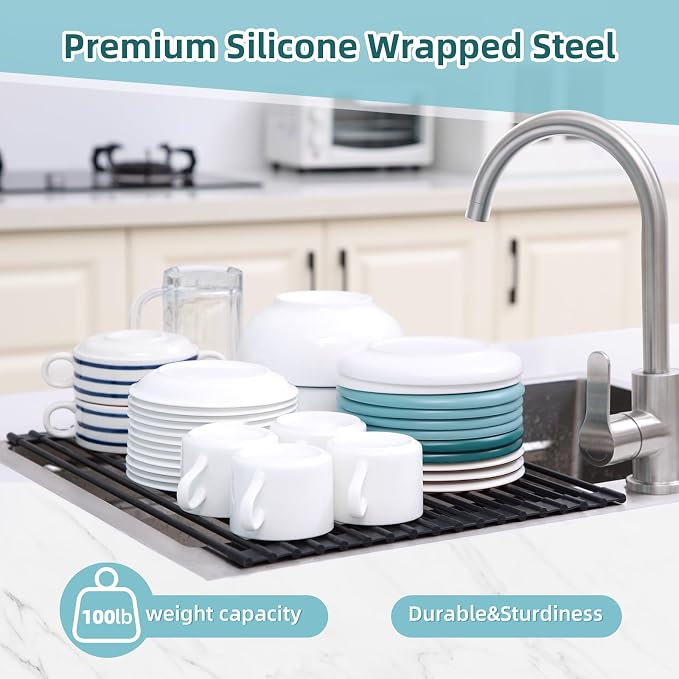 Ohuhu Roll Up Dish Racks, 16.5" L x 13" W Over The Sink Dish Drainer Drying - Image 9