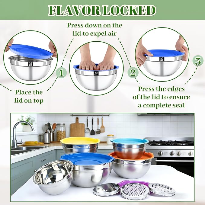 8PCS Mixing Bowls with Lids Set - Image 5