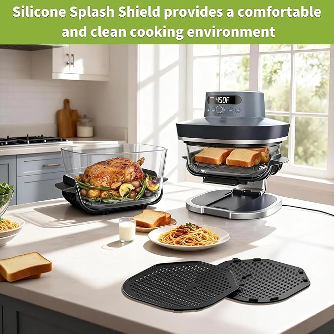 2 PCS Silicon Splatter Shield for Ninja Crispi Pro Air Fryer, Heat-Resistant - Image 2