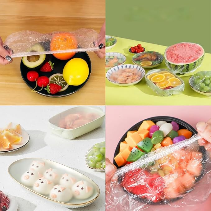 300PCS Elastic Food Covers Fresh Keeping Bags Disposable Stretchable Bowl - Image 5