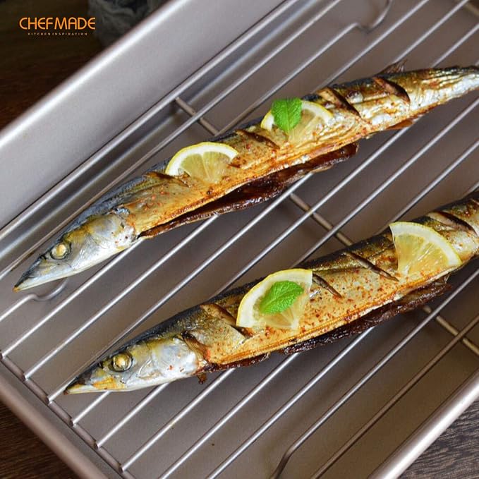 CHEFMADE Roasting Pan with Rack, 13-Inch Non-Stick Rectangular Deep Dish - Image 4