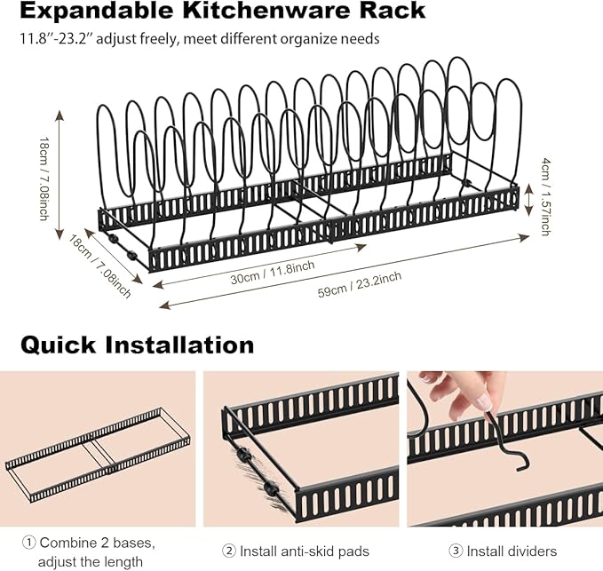 Housolution 2 Pack Pot and Pan Organizer, Pan Lid Holder Storage Rack - Image 5