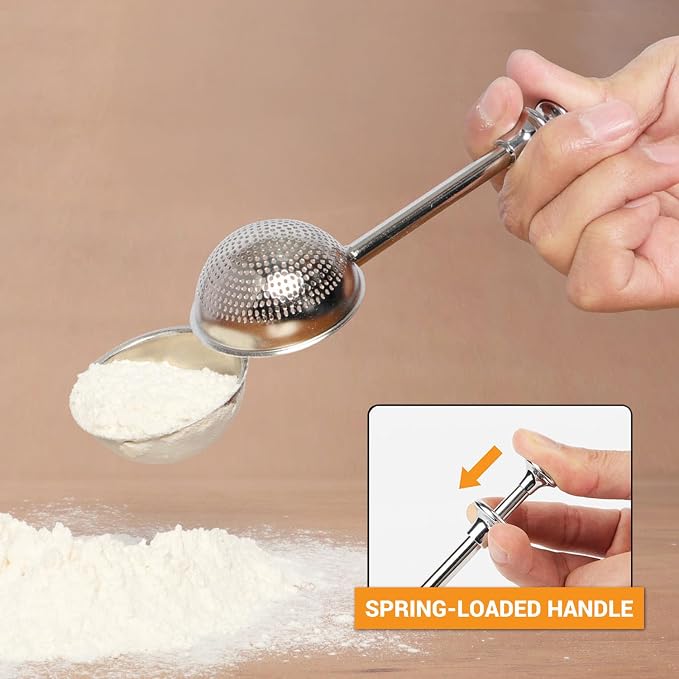 HULISEN Flour Duster for Baking, One-Handed Operation, 304 Stainless Steel - Image 2