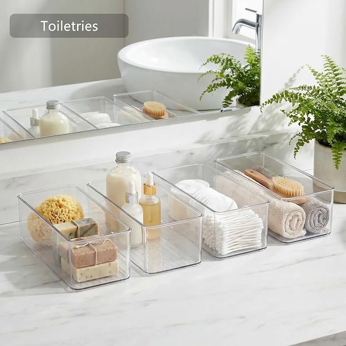 Qilinba 8 PACK Drawer Organizer Bins Bathroom Deep Drawer Silverware Organizers - Image 4