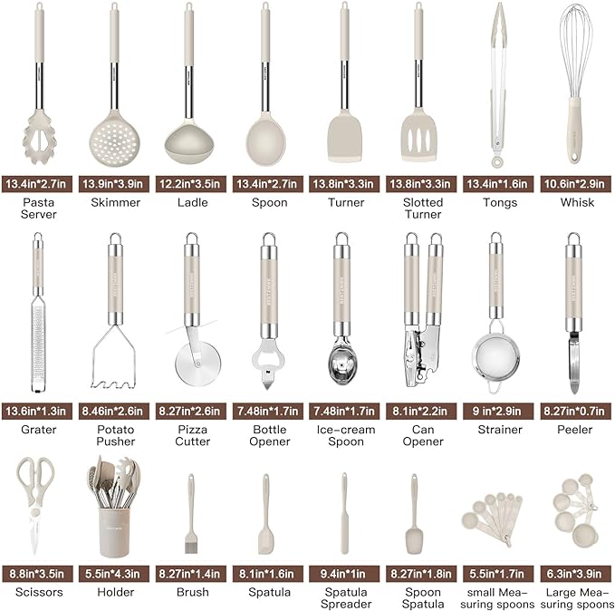Kitchen Utensils Set-Silicone Cooking Utensils-33pcs Non-Stick Silicone Cooking - Image 2