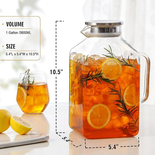 1 Gallon Square Glass Pitcher - Image 2