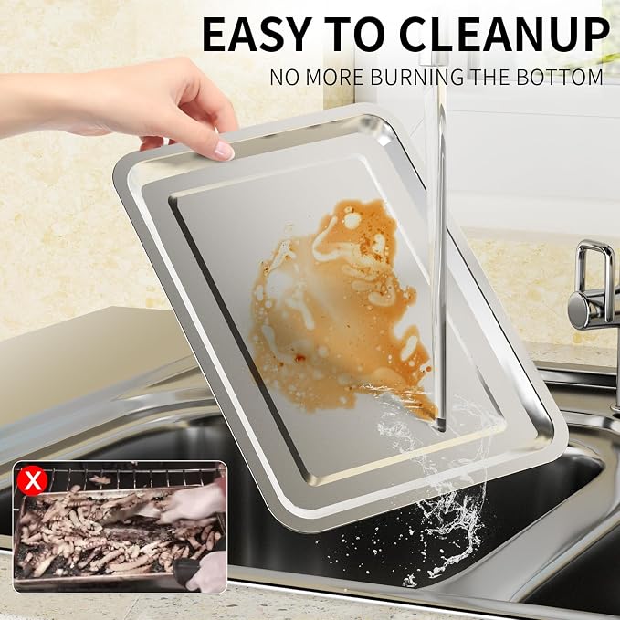 Air Fryer Basket, OPENICE 2 Set Air Fryer Pan and Crisper Tray - Image 7