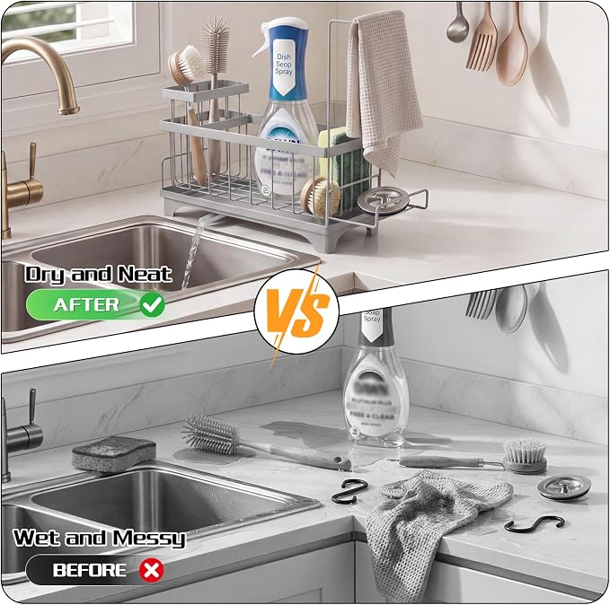 VOOWO Sponge Holder for Kitchen Sink, Compact Sink Caddy - Image 6