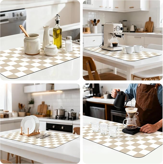17" x 32" Checkered Dish Drying Mat - Image 8