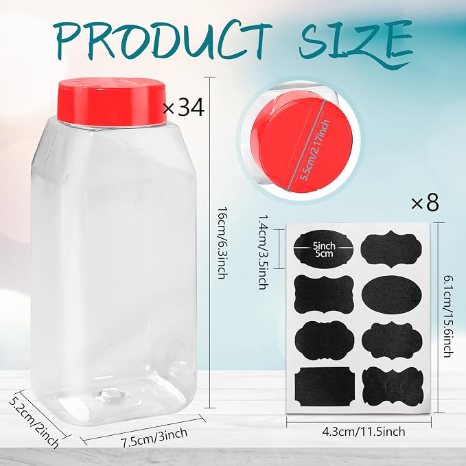 34 Pack 16 oz Plastic Spice Jars - Image 2