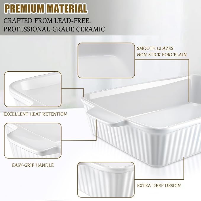 Casserole Dish, 9x13 Baking Pan, 4.4QT Large Casserole Dishes - Image 4