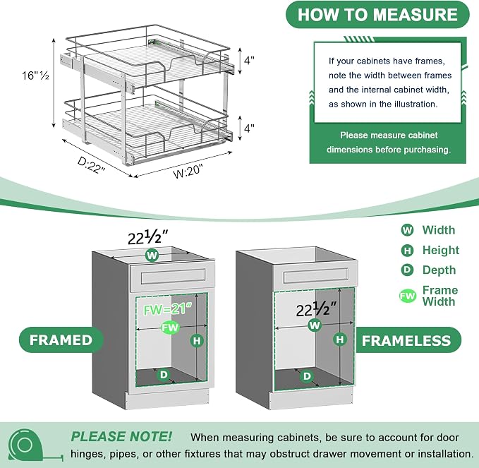 2-Tier Pull Out Cabinet Organizer, Soft Close Cabinet Slide Out Shelves - Image 3