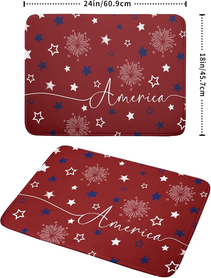 Giwawa 4th of July Dish Drying Mat 18"x24" Patriotic Usa Stars America Firework - Image 2