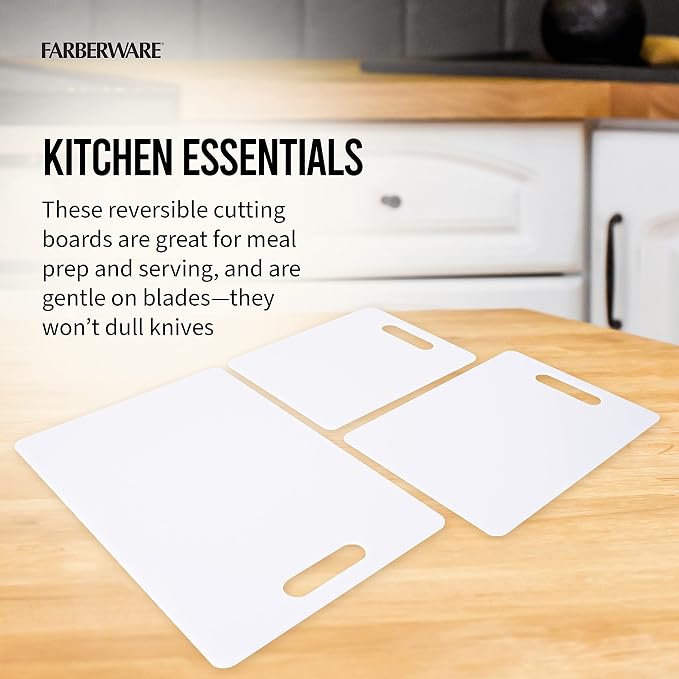 Farberware Plastic Cutting Board Set, Dishwasher- Safe Poly Chopping Board - Image 2