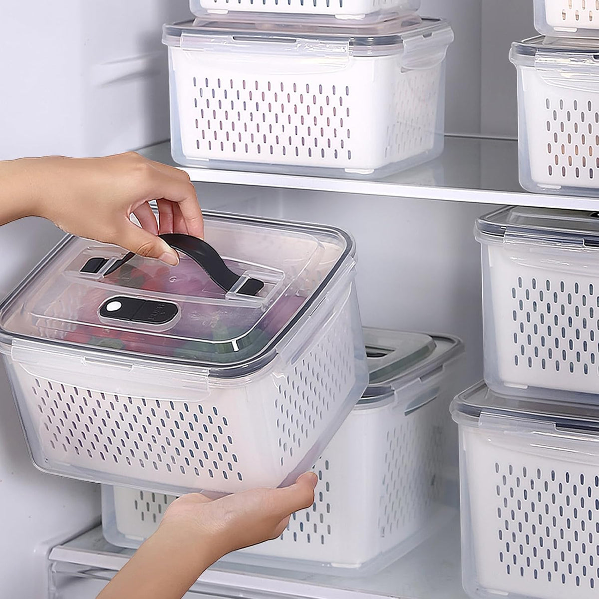 Fruit Storage Containers for Fridge with vent holes and