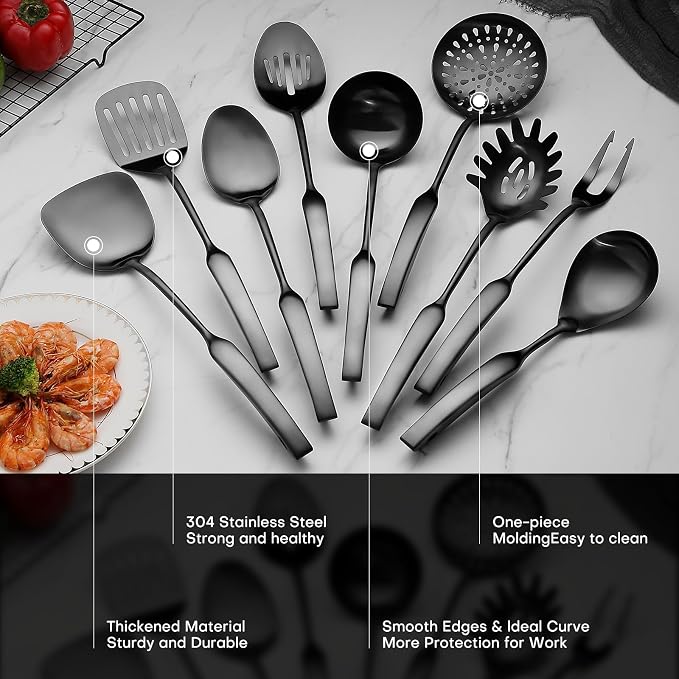 9PCS Silverware Set for 304 Stainless Steel Kitchen Utensils Set Cooking - Image 4