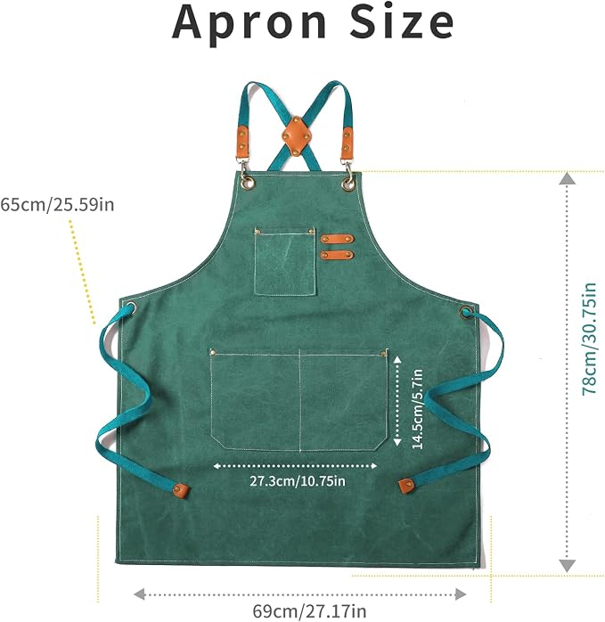 Tosewever Canvas Cross Back Chef Cotton Aprons - Image 5