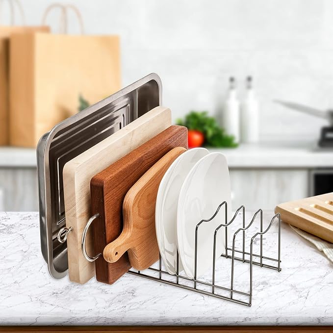 Pot Lid Organizer, Kitchen Pot Lid Rack Holder, Rest Cutting Board, Baking Sheet - Image 7