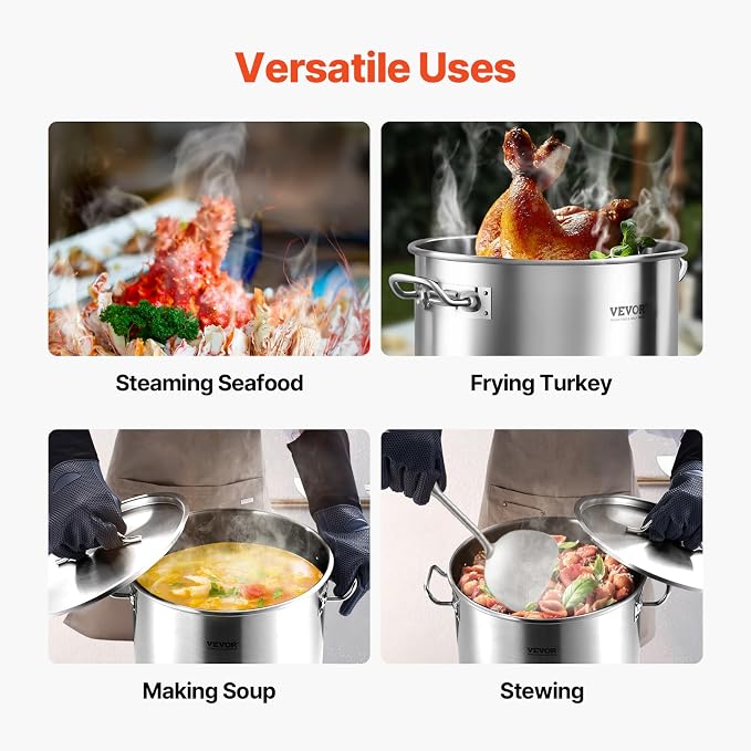 VEVOR Stainless Steel Stockpot, 53 Quart Large Cooking Pots, Cookware Sauce Pot - Image 6