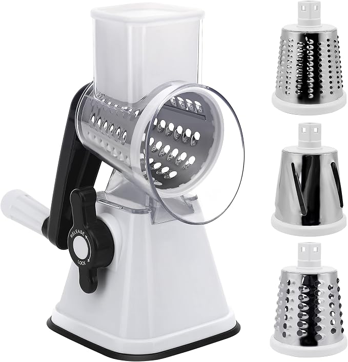 Cheese Graters with Handle, Manual Cheese Shredder Rotary Grater with 3 by NaOHshp