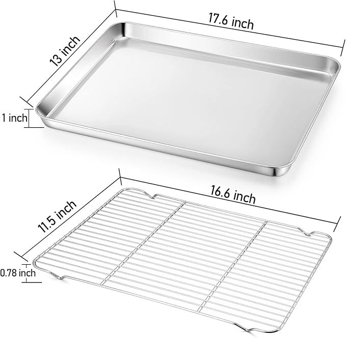 TeamFar Baking Sheet with Rack, 17.6 x 13 x 1 inch Stainless Steel Baking Pan - Image 2