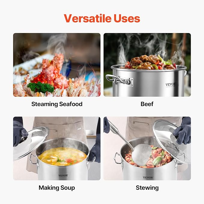 VEVOR Stainless Steel Stockpot, 24 Quart Cooking Pots, Cookware Sauce Pot - Image 6