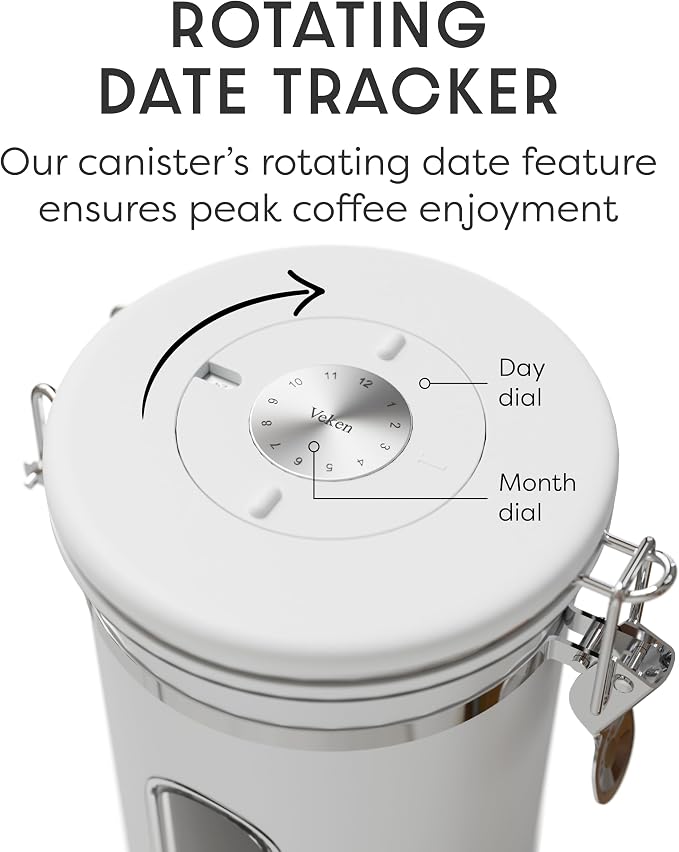 Veken Coffee Canister with Window, Airtight Stainless Steel Kitchen Food - Image 6