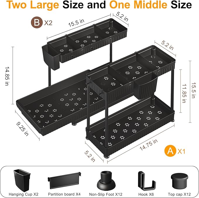 Sevenblue 3 Pack Multi-Purpose Under Sink Organizers and Storage, 2026 L-Shaped - Image 6