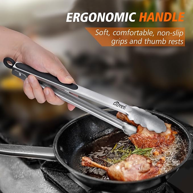 Hotec Stainless Steel Kitchen Tongs, Locking Metal Food Tongs - Image 5