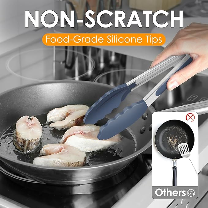 HOTEC Premium Stainless Steel Locking Kitchen Tongs - Image 5