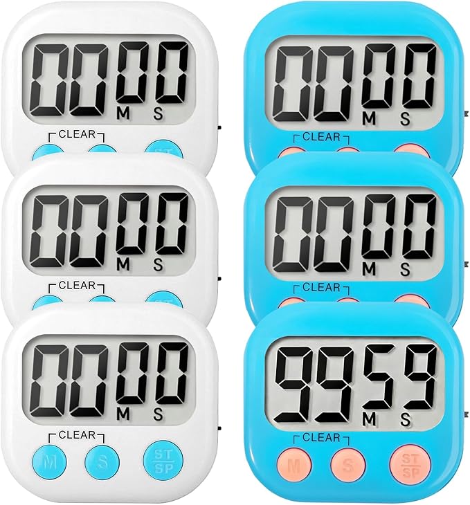 6 Pack Digital Kitchen Timer Small Classroom Timers by VOULOIR