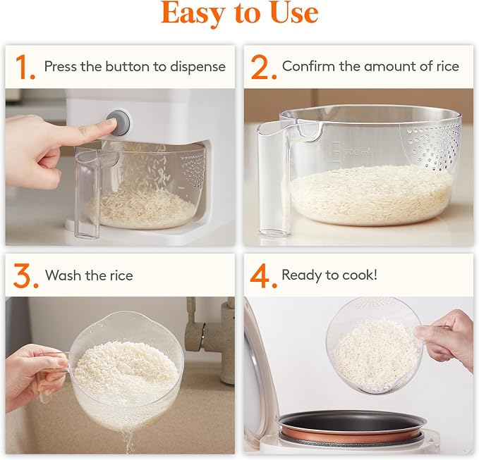 Lifewit 2 Pack Rice Dispenser 25 Lbs, Rice Storage Container Sealed Moisture - Image 8