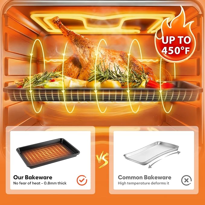 3 Pack Baking Sheet Pan Set, 0.8mm Thick Nonstick Cookie Sheets - Image 6