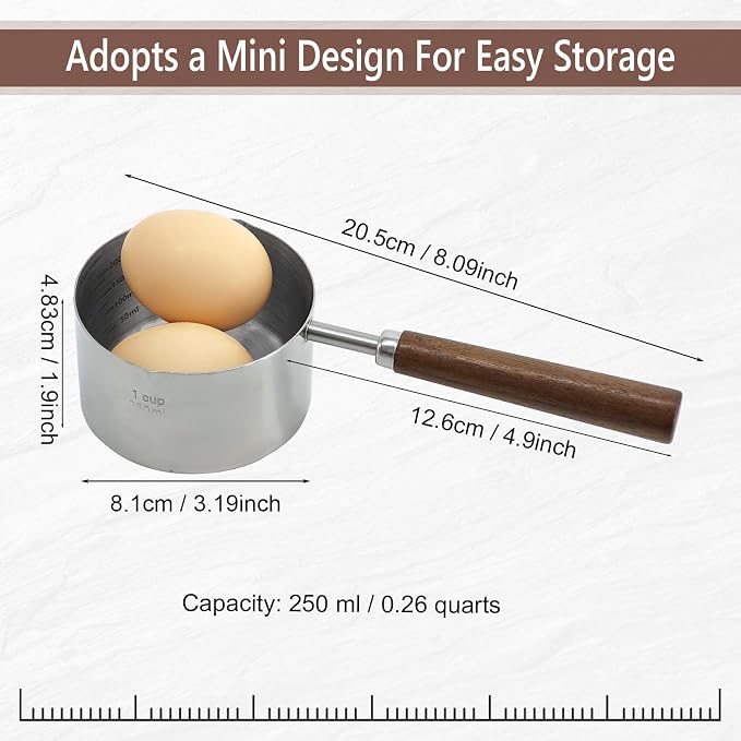 Butter Warmer Pot, 250ml Stainless Steel Mini Saucepan - Image 2