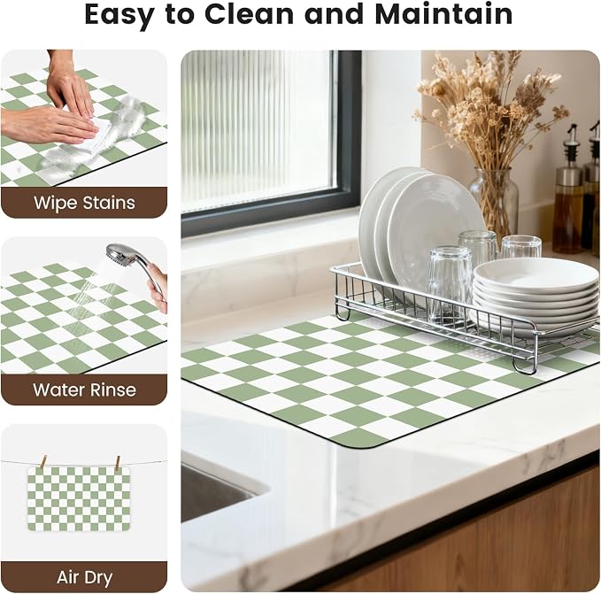 12" x 20" Checkered Dish Drying Mat - Image 7