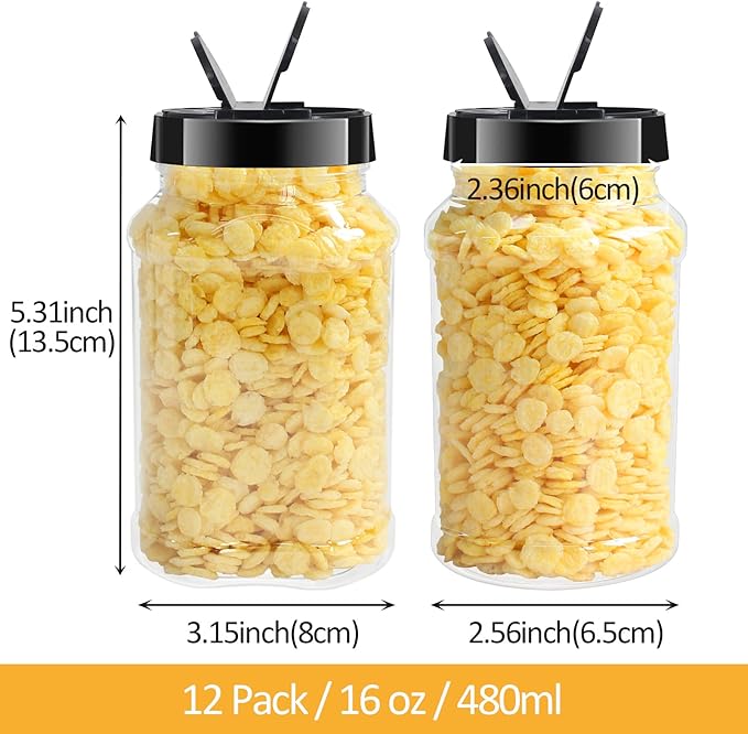 12 Pack 16 oz Clear Plastic Spice Jars - Image 2